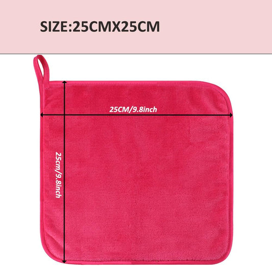 Microfibre Makeup Remover Cloths Microfibre Face Cloths Facial Cleansing Towels- Removes Makeup Instantly with Just Water 9.5Inch X9.5Inch 4 PACK Rose