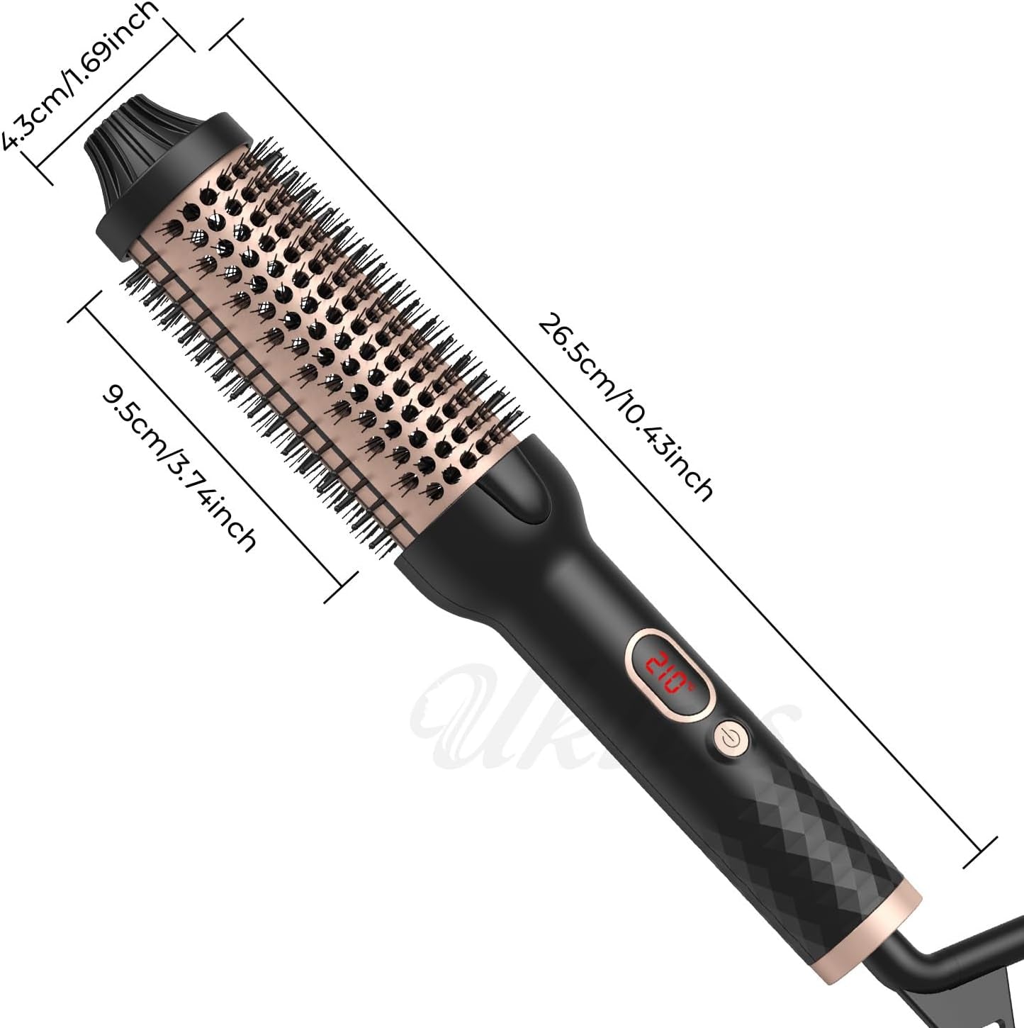 Thermal Hot Air Brush & Hair Styler with LCD Display, 3-In-1 Negative Blow Dry Brush for All Hair Types, 10 Temperature Settings
