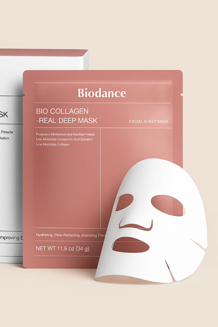 Bio-Collagen Mask, 100% Korean Face Mask Skincare Products, Overnight Hydrating Face Mask, 34G X 4Ea