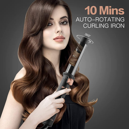 Rotating Curling Iron, Automatic Hair Curler, Curling Iron, Curling Wand for Waves with Extra Long Tourmaline Ceramic Barrel