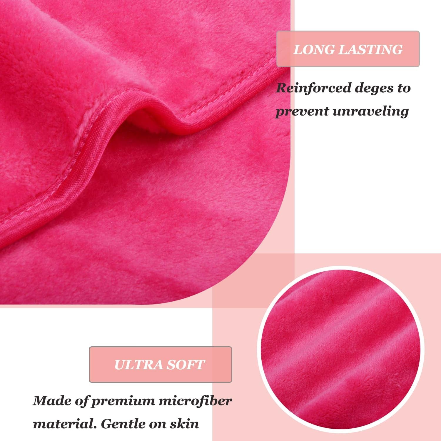 Microfibre Makeup Remover Cloths Microfibre Face Cloths Facial Cleansing Towels- Removes Makeup Instantly with Just Water 9.5Inch X9.5Inch 4 PACK Rose