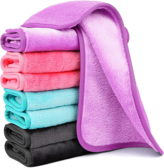 8 Pack Makeup Remover Cloth,13X7 Inch Reusable Makeup Remover Towels, Ultra Soft Microfiber Face Cloth Reusable Facial Washcloths, 4 Colors