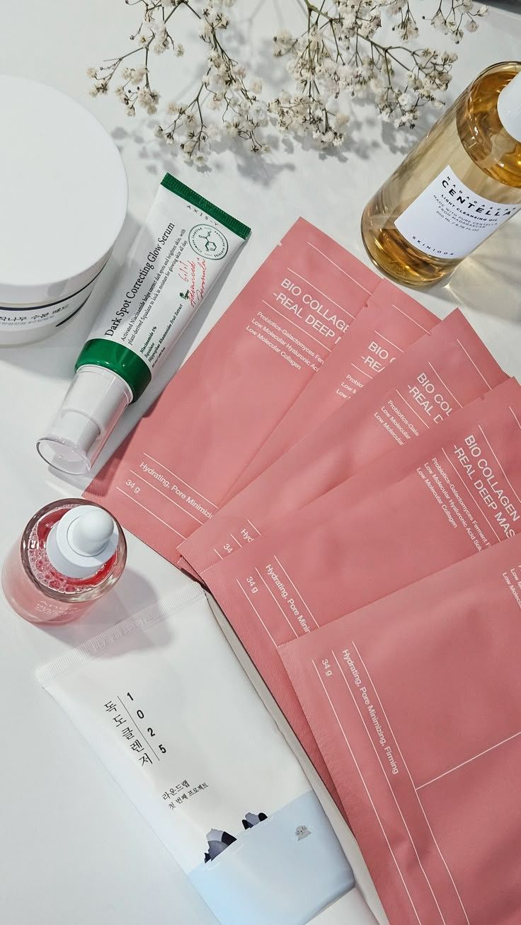 Bio-Collagen Mask, 100% Korean Face Mask Skincare Products, Overnight Hydrating Face Mask, 34G X 4Ea