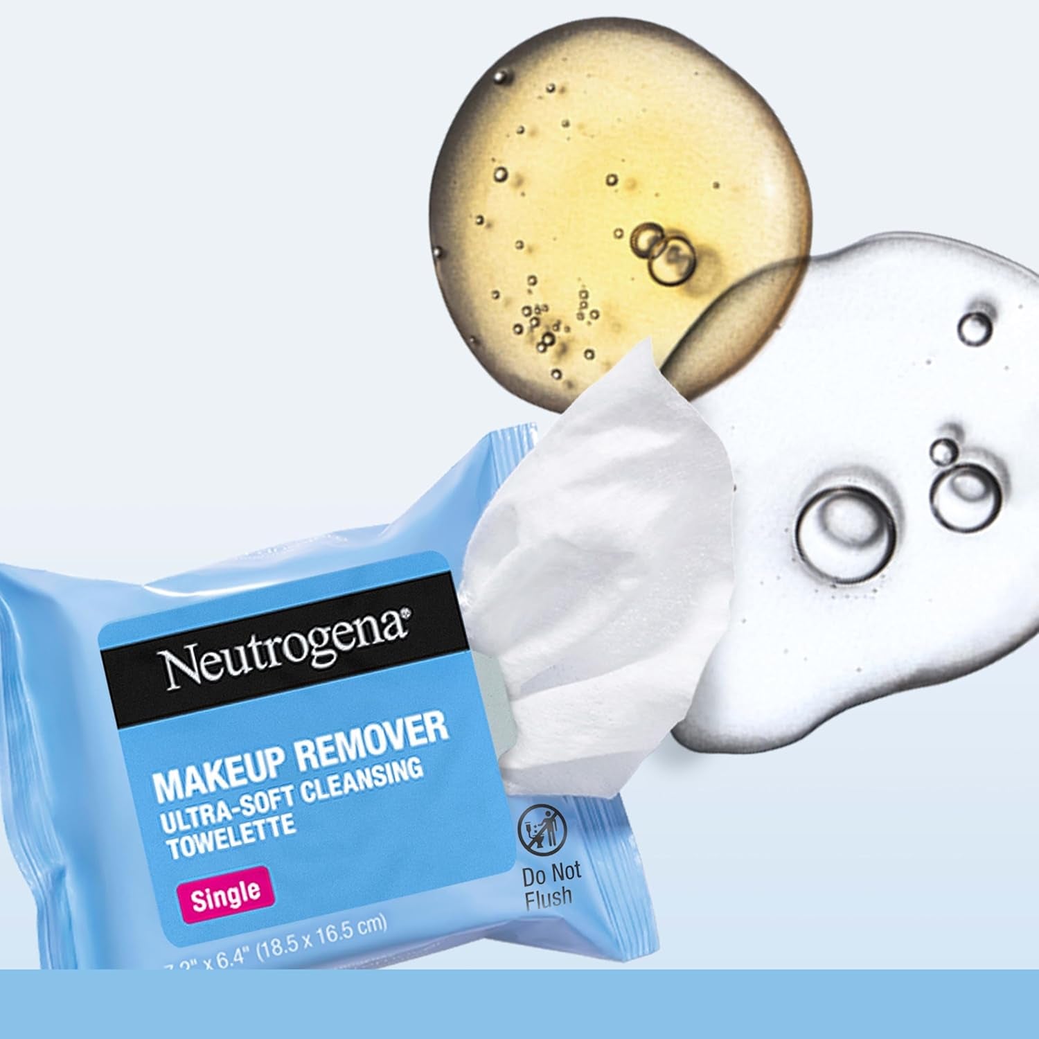 Makeup Remover Facial Cleansing Towelette Singles, Daily Face Wipes Remove Dirt, Oil, Makeup & Waterproof Mascara, Gentle, Individually Wrapped, 100% Plant-Based Fibers, 20 Ct