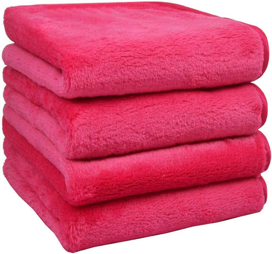 Microfibre Makeup Remover Cloths Microfibre Face Cloths Facial Cleansing Towels- Removes Makeup Instantly with Just Water 9.5Inch X9.5Inch 4 PACK Rose