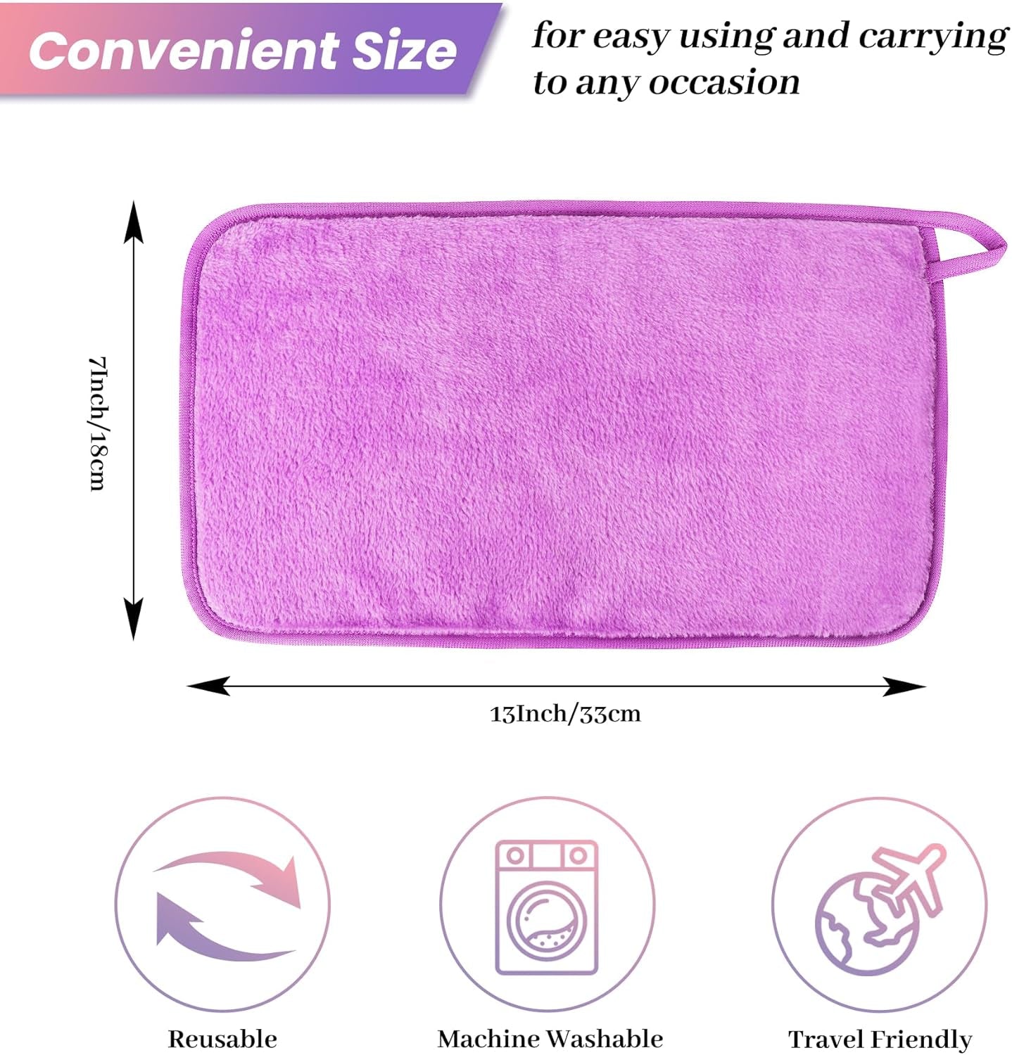 8 Pack Makeup Remover Cloth,13X7 Inch Reusable Makeup Remover Towels, Ultra Soft Microfiber Face Cloth Reusable Facial Washcloths, 4 Colors