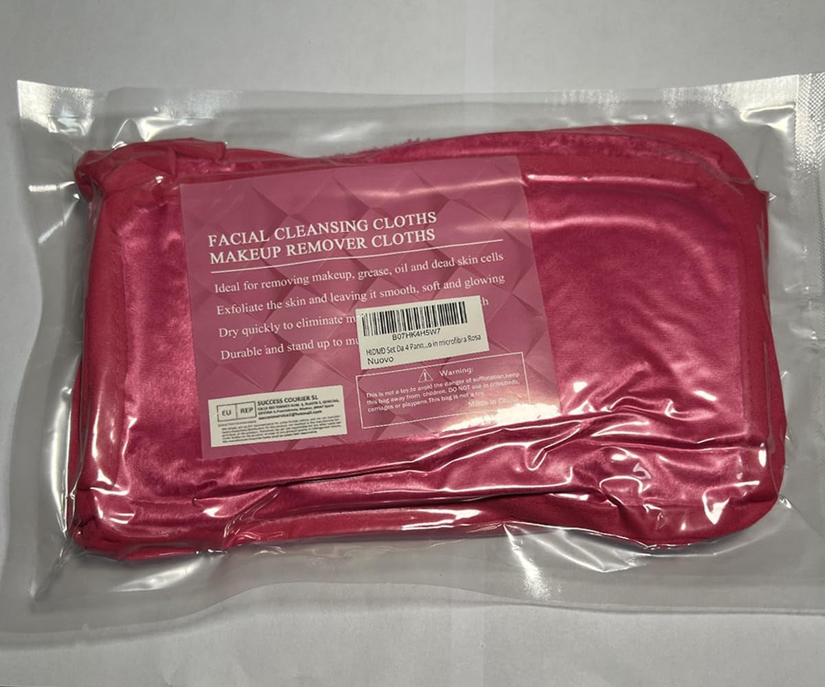 Microfibre Makeup Remover Cloths Microfibre Face Cloths Facial Cleansing Towels- Removes Makeup Instantly with Just Water 9.5Inch X9.5Inch 4 PACK Rose