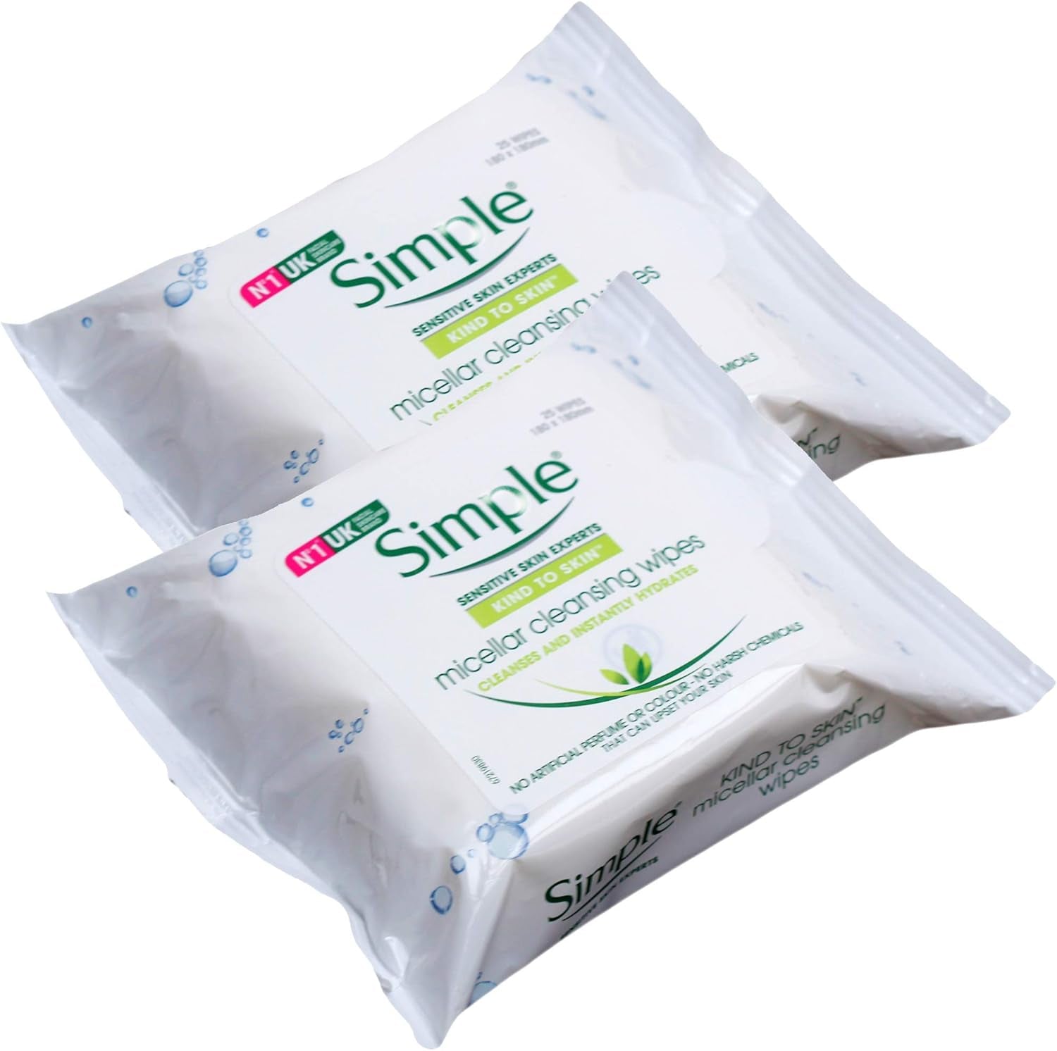 Sensitive Skin Experts Kind to Skin Super Soft Micellar Cleansing Facial Wipes, Gently Removes Make-Up - 25 Count X 2 Pack