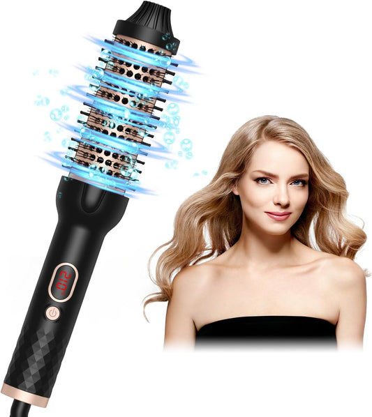 Thermal Hot Air Brush & Hair Styler with LCD Display, 3-In-1 Negative Blow Dry Brush for All Hair Types, 10 Temperature Settings