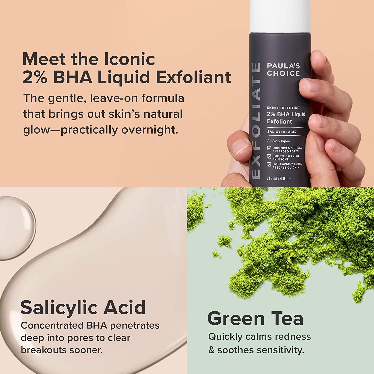 -Skin PERFECTING 8% AHA Gel Exfoliant & 2% BHA Liquid Duo-Facial Exfoliants for Blackheads Enlarged Pores Wrinkles and Fine Lines Face Exfoliators W/Glycolic Acid Salicylic Acid