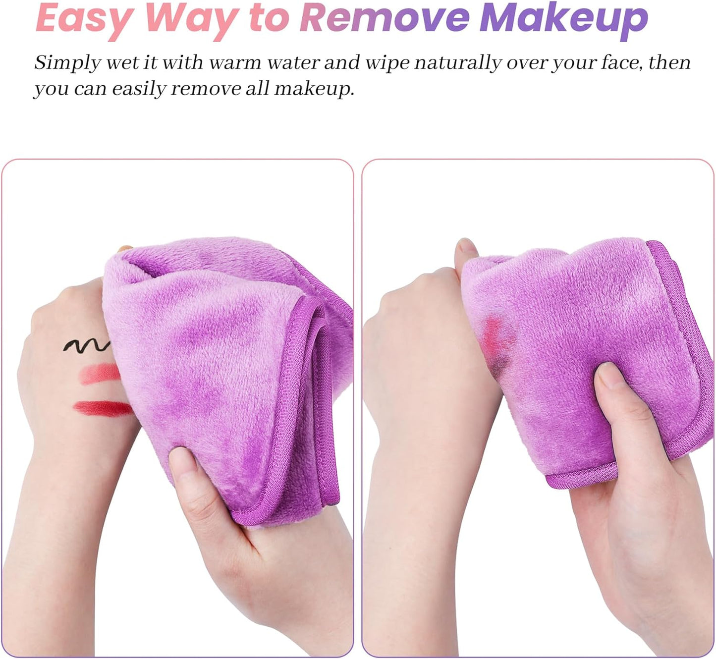 8 Pack Makeup Remover Cloth,13X7 Inch Reusable Makeup Remover Towels, Ultra Soft Microfiber Face Cloth Reusable Facial Washcloths, 4 Colors